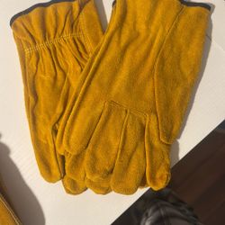 Pair Of Unlined Leather Industrial Gloves