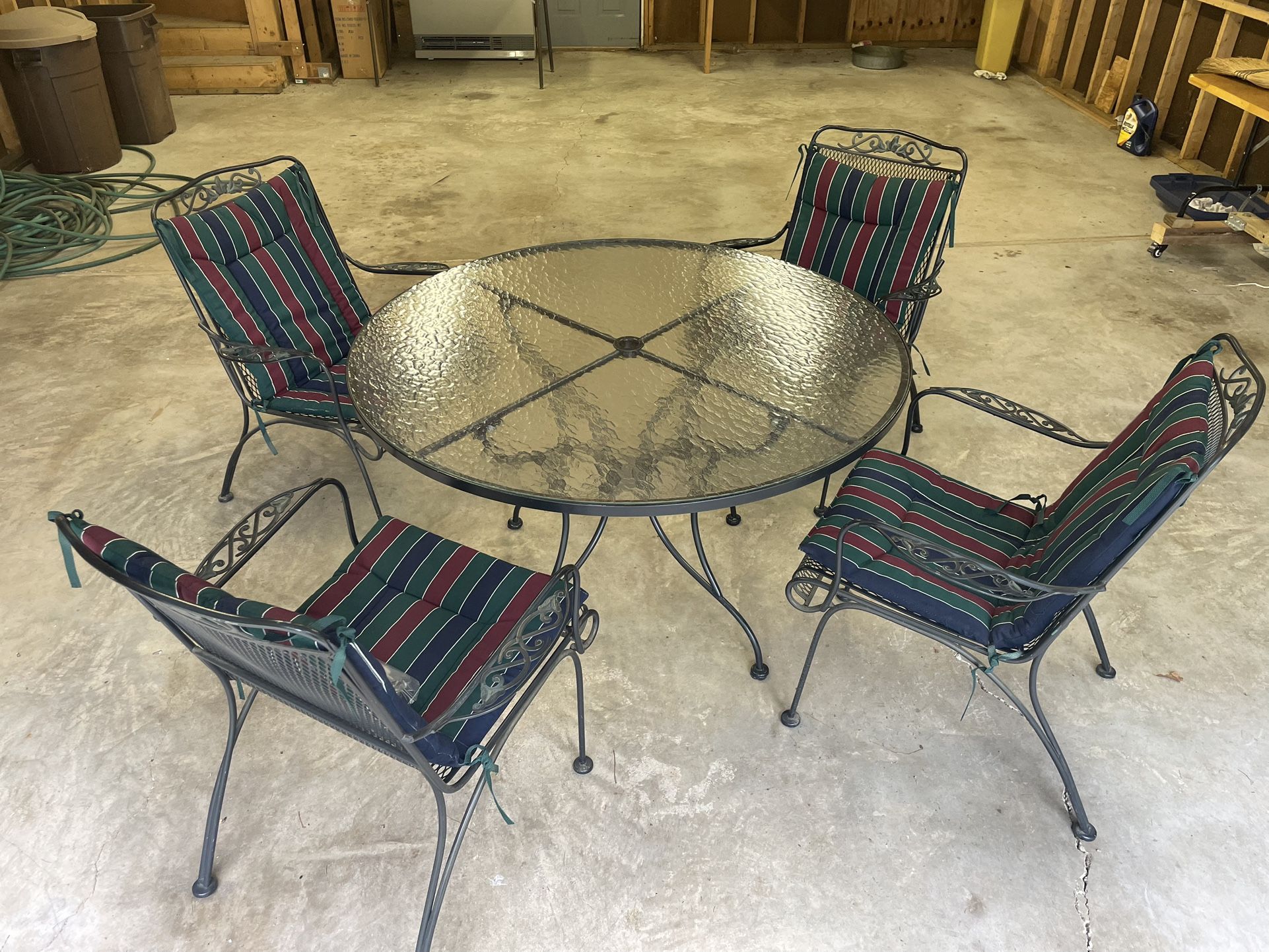 Vintage Lyon-Shaw Wrought Iron Patio Table And Chairs