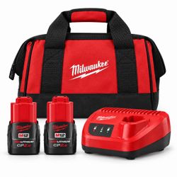 Milwaukee M12 CP2.0 Battery 2-Pack with Charger and Bag
