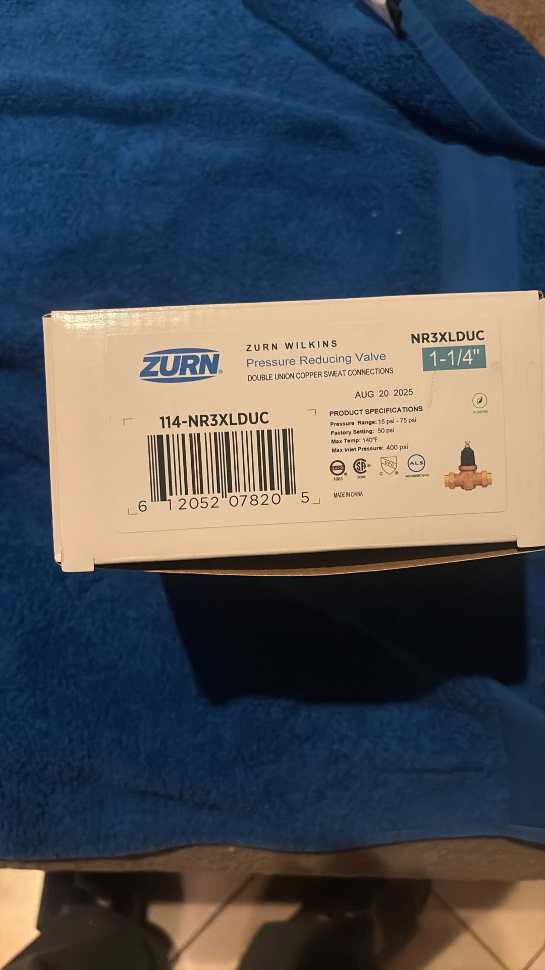 Pressure Reducing Valve Double Union Copper Sweat Connection