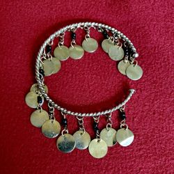 ONE Egyptian Brass Gold Plated Coin Arm Band ,Bracelet , Anklet Adjustable Hand Made In Egypt