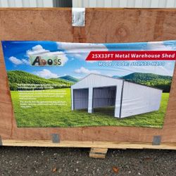 NEW METAL WAREHOUSE SHED 25ft x 33ft IDEAL FOR BUSSINES COLOR CREAM SEALED ALL INFORMATION ITS IN THE PICTURE FOR ANY QUESTION TEXT ME PLEASE HABLO ES