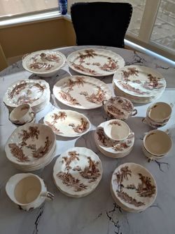 51-Piece Dinnerware Set. Made in England by Johnson Brothers (mid-20th century / vintage).