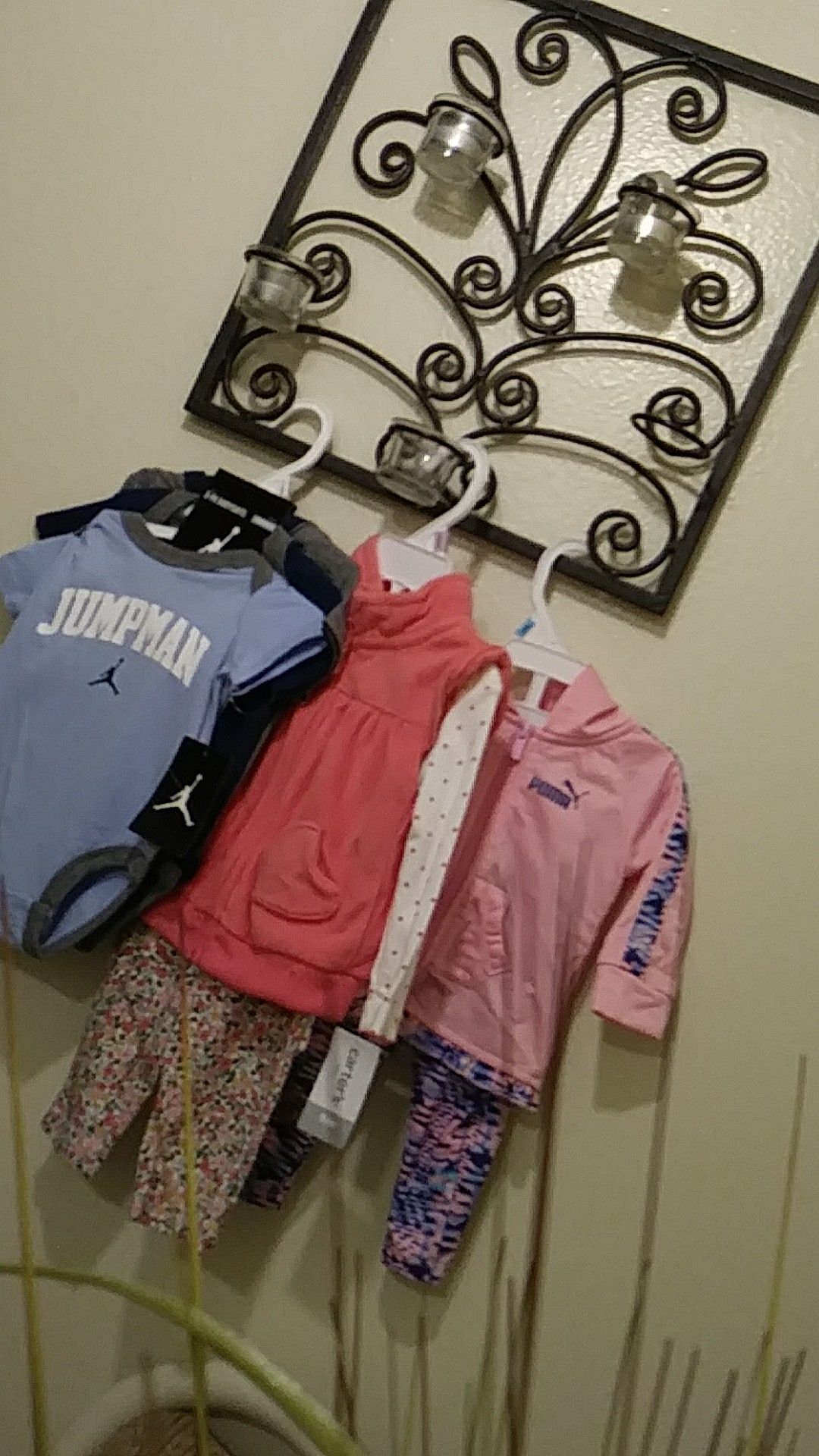 3 Jordan Onesies ,1 Puma Jumpsuit , 1 Outfit :Onesie,Pants,&Vest