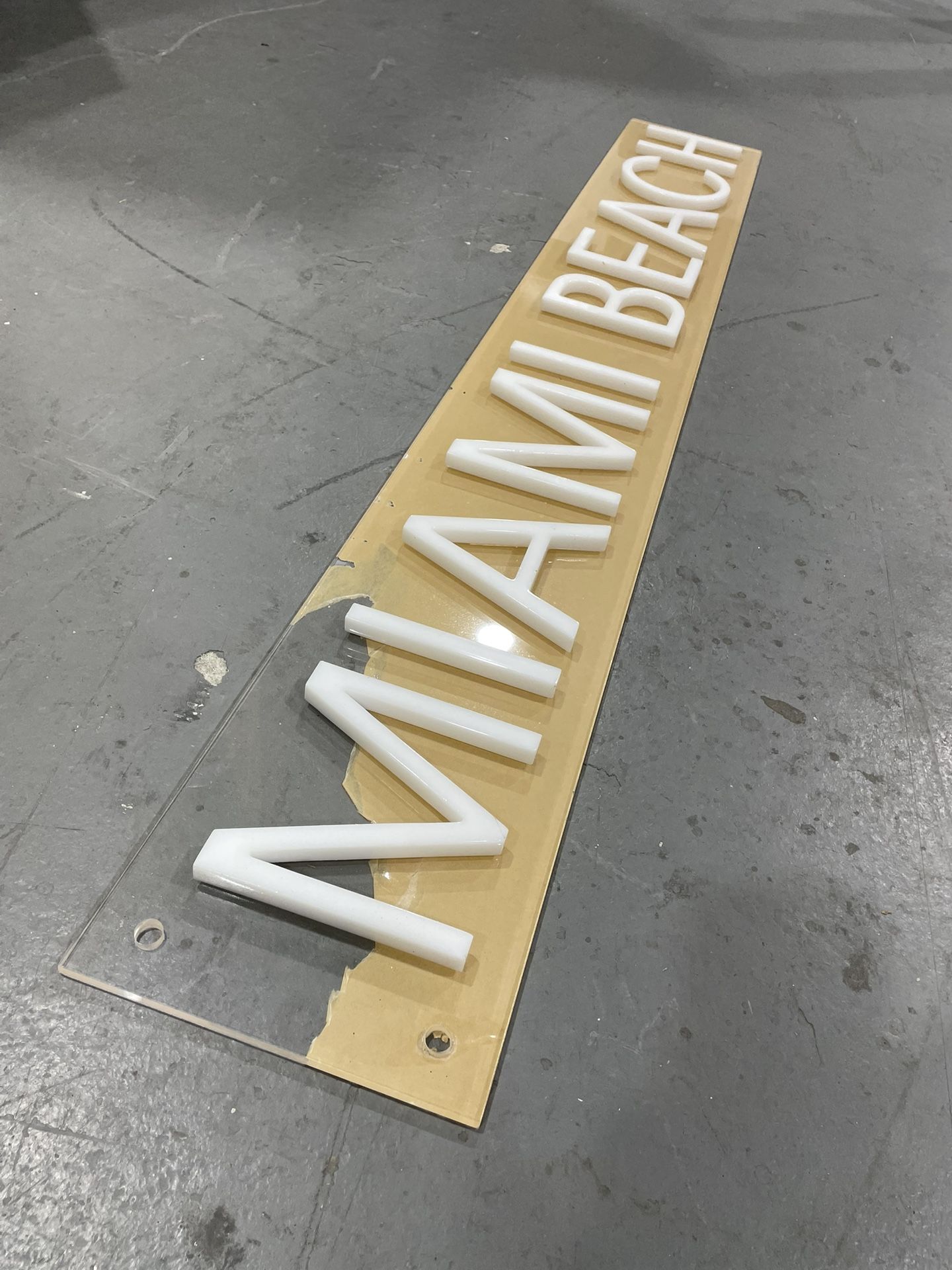 Miami Beach Acrylic Sign 50”x7”