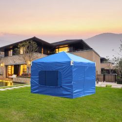 10x10 FT Pop-Up Canopy Tent with Roller Bag and Curtain - Portable Instant Shade, Sturdy Iron Frame, Water-Resistant 210D Oxford Fabric, UV Protection