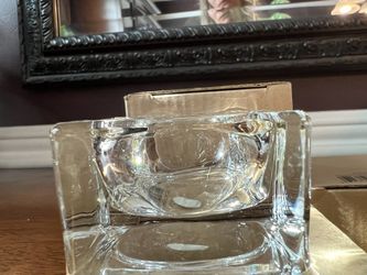 New In Box Gold Canyon Set Of 4 Square Glass Tea light Holders 