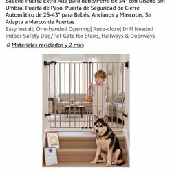 Babelio Extra Tall Baby/Pet Gate 34in - Auto-Close Walk-Through 26-43in - Like New