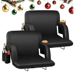 HOPERAN Stadium Seats for Bleachers with Back Support, Half-fold Portable Bleacher Chairs with Back and Cushion, 600D Waterproof Reclining Extra Wide 