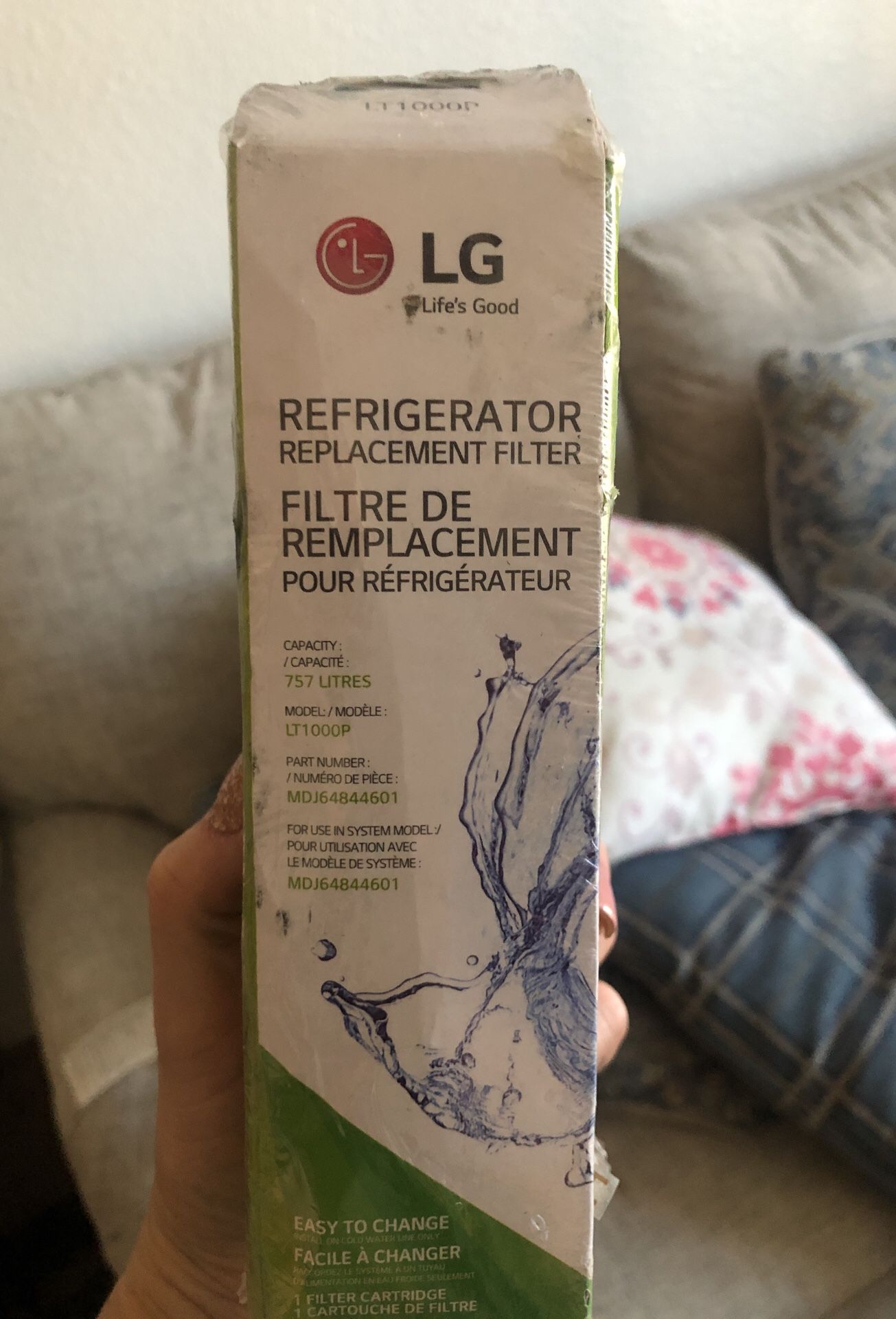 Lg lt1000p vertical refrigerator water filter