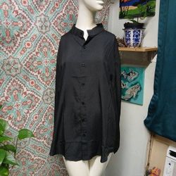 Unbranded Black Button Down Dress Shirt, Size L