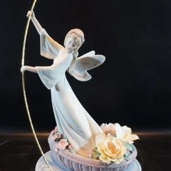 Lladro # 7679- The Enchanted Lake Limited Edition Signed Fairy Angel Flowers Boa