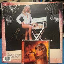 Signed Taylor Swift "The Life Of A Showgirl" CD & Signed Sabrina Carpenter “Man's Best Friend” Vinyl