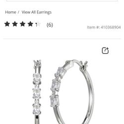 Oval-Cut White Lab-Created Sapphire Hoop Earrings Sterling Silver