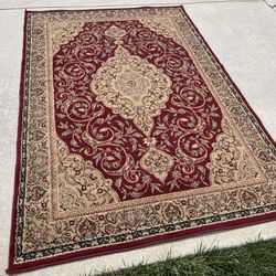 Lovely Gold and Red Vintage Oriental Style Area Rug (5’2”x7’10”)