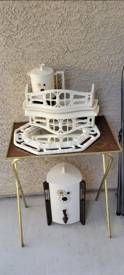 Vintage white wall mirror home Interiors shelf cottage core west bends coffee pots containers no cords