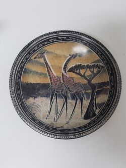 African soapstone dish giraffe design