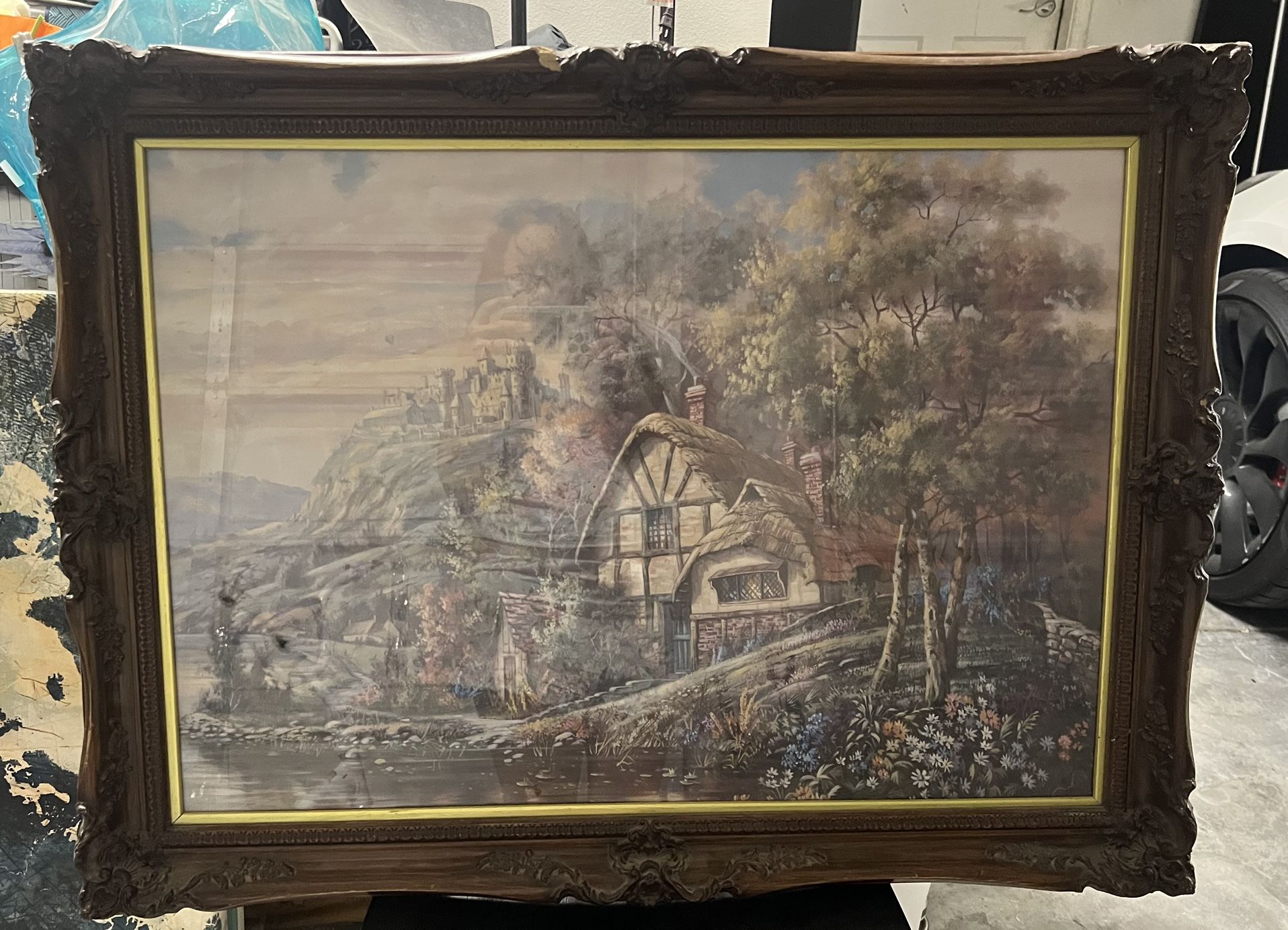Framed Carl Valente Painting Castle Hill Manor