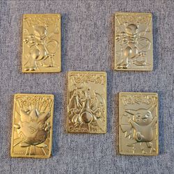 Pokémon 1999 23kGold-Plated Burger King Cards-Charizard, Pikachu, Togepi, Mewtwo