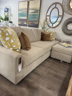 New USA Custom Made Modular In LiveSmart Fabric 114”/69 4pieces 44” Depth Seats