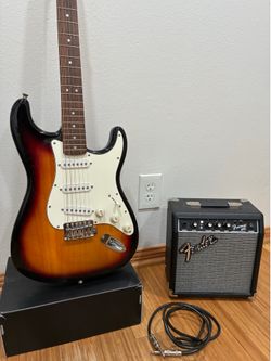 Fender setup electric guitar and amp