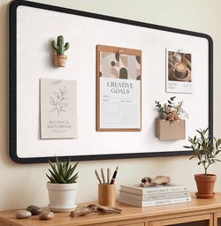 Bulletin Board, 48 x 36 inches Decorative Felt Board Foldable Photo Board Pin Boards, Cork Board Alternative for Walls,