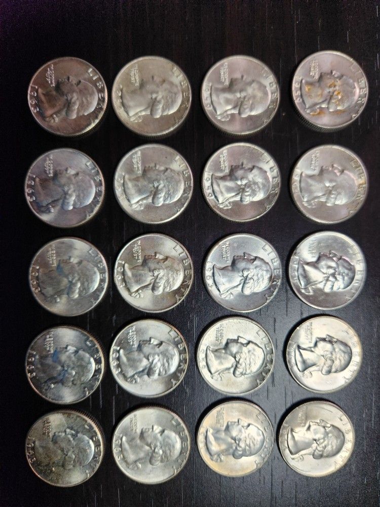 1959 Tru 1964 Assorted 90% Silver Quarters