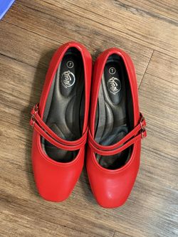 Red Flats / Mary Jane Shoes Size 7 7.5