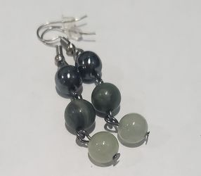 Stone Green And Black Earrings