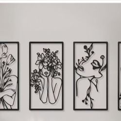 4 Pcs Metal Wall Art Decor Minimalist Abstract Woman Wall Art Line Drawing metal line art Home Hanging Art Decor for Bedroom Kitchen Bathroom Living R