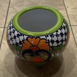 Talavera Mexican Ceramic Handcrafted Pot  - NEW - Made In Mexico