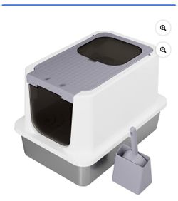 Stainless steel top entry litter box with negative ion purifier