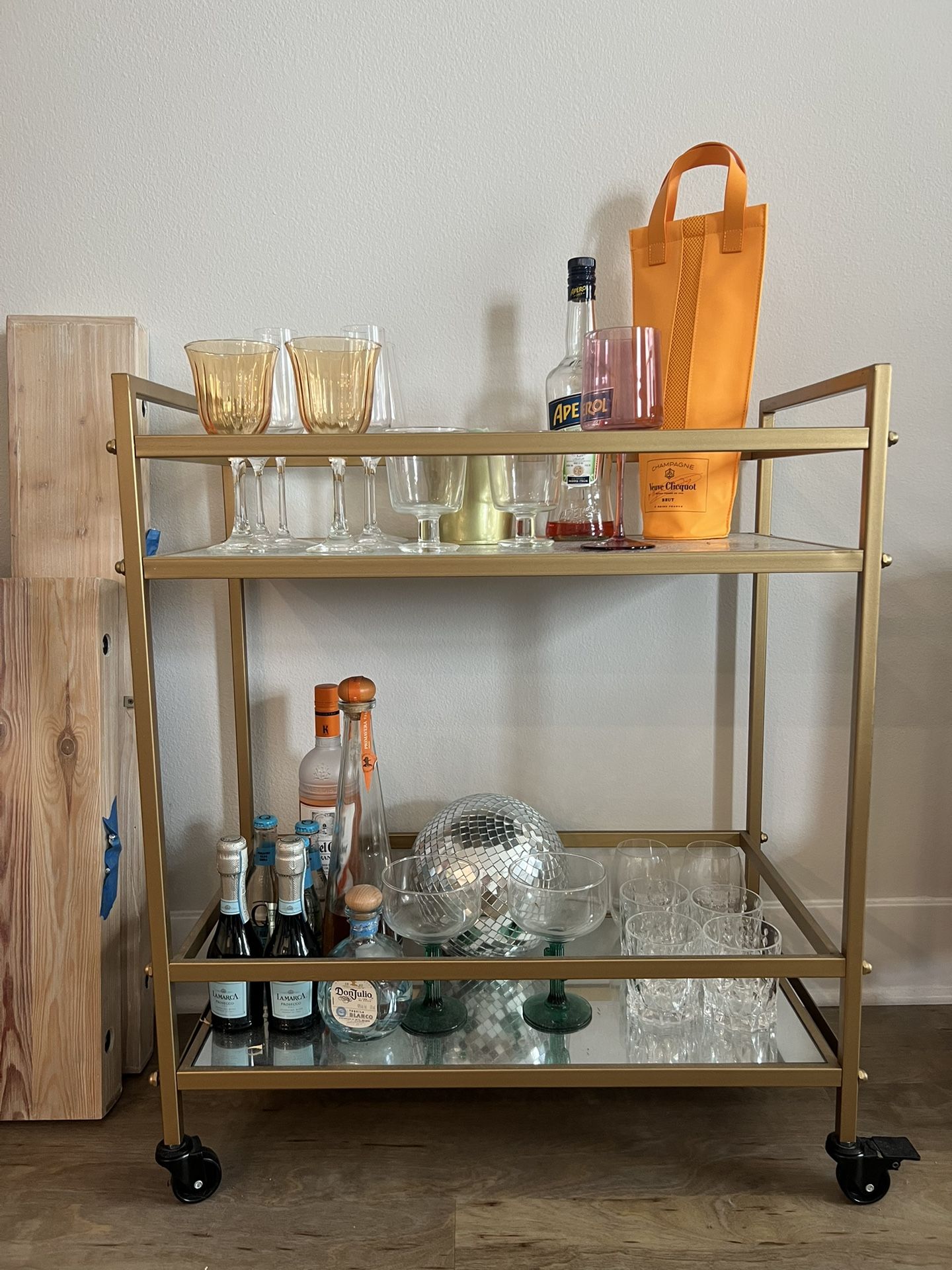 Gold Mirror Bar Cart