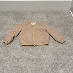 Toddler Beige Bomber Jacket 