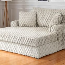 Brand New Taupe Super Plush Chaise Lounge (Pillows Included)