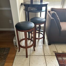 Moving sale Victoria Emerson Dark Wood and Glass Bar Table