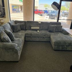 Sleeper Sectional In Teddy Bear Fabric 