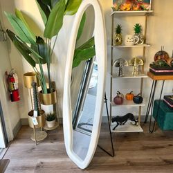 White Boho Full Body Curved Mirror