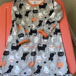 Carter’s Sleepwear Halloween Nightgown Pajama Ghosts Black Cats Size 2-3