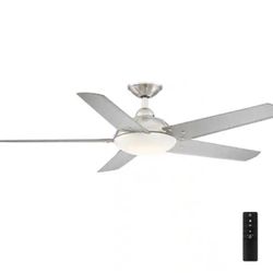 Home Decorators Draper 54 in. Outdoor LED Brushed Nickel Ceiling Fan 