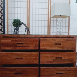 Post Modern Oak Wood 6 Drawer Dresser, Delivery 