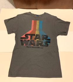 Star Wars medium size t shirt May the Force be with you 1960’s/1970’s retro style rainbow