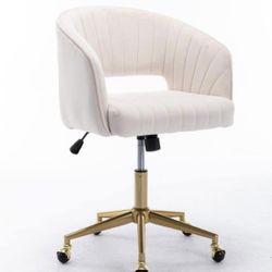 New In Box Beige Velvet Seat Swivel Office Chair (reatail $410)