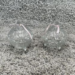 2pk Vintage 3 Legged Crystal Glass 4 Inch Lidded Candy Dish Home Decor Any Room