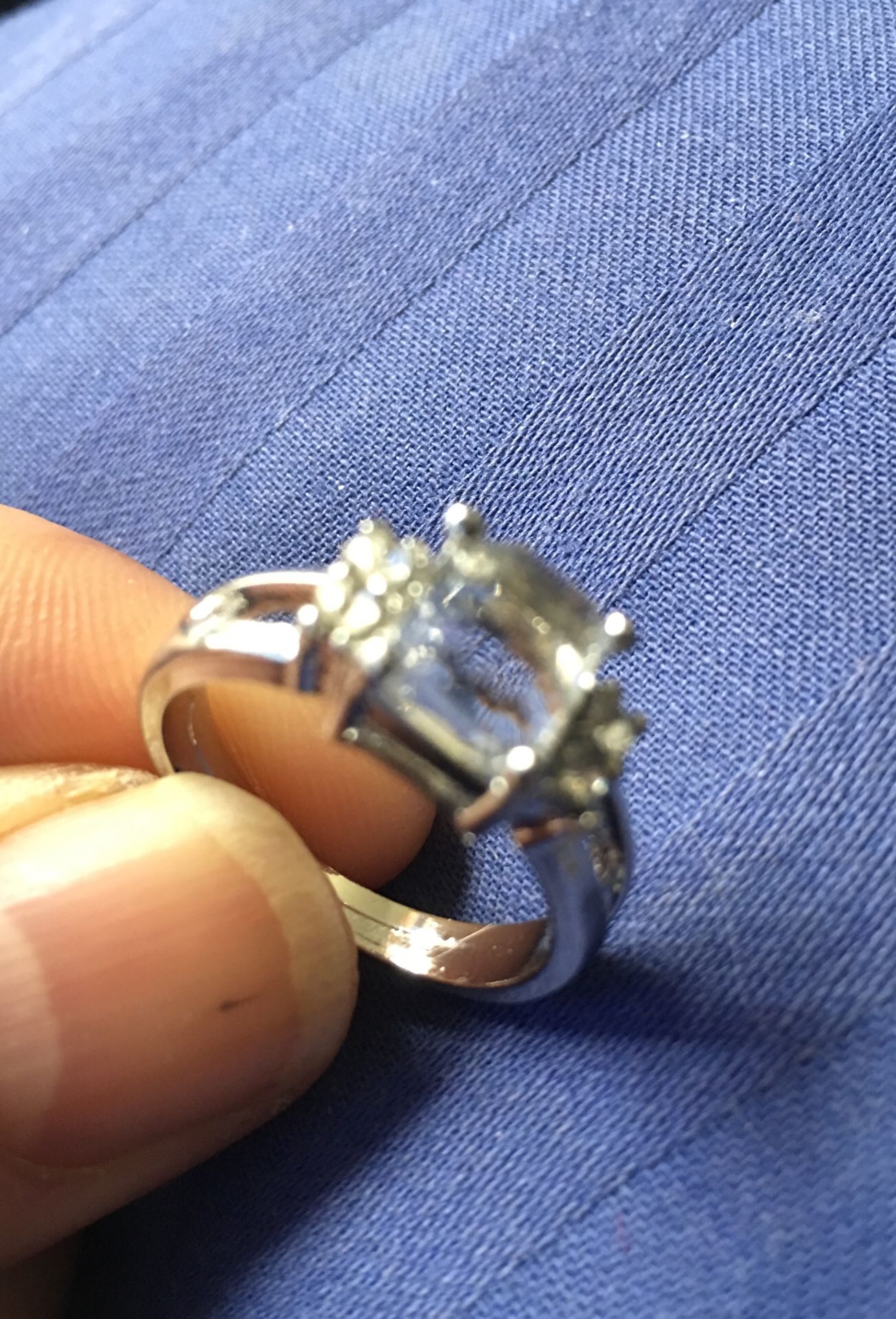 14 k White gold over silver garnet ring