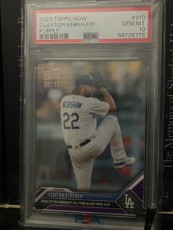 2023 Topps NOW Clayton Kershaw #910 Purple /25 PSA 10 Dodgers 210th Win