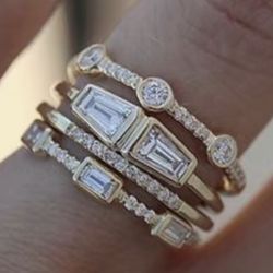 4 PC CZ Engagement Wedding Rings Set Sizes 5/6/10/11