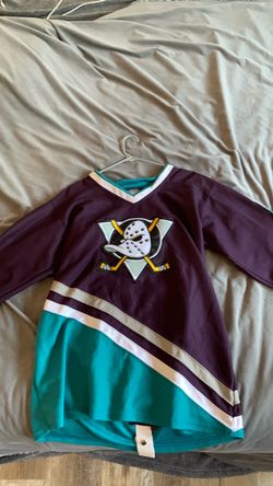 Vintage CCM Anaheim Mighty Ducks Teemu Selanne #8 Jersey – Fight Strap – Purple/Teal