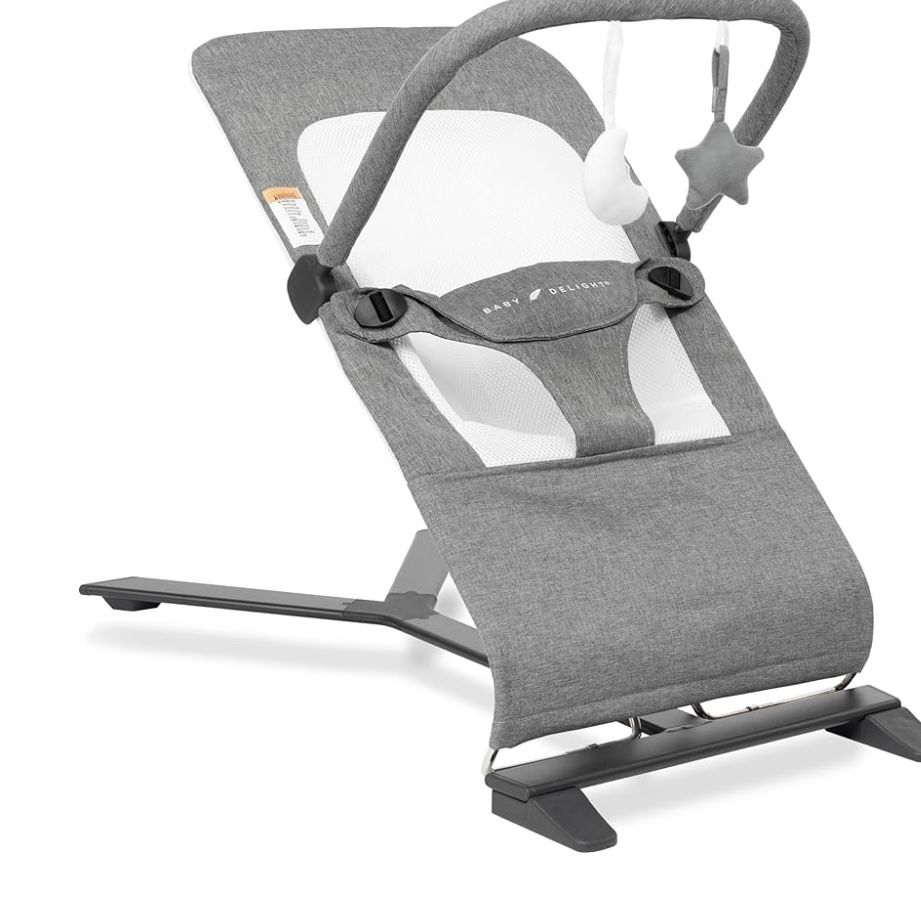 Baby Delight Alpine Deluxe Portable Bouncer | Infant | 0 – 6 months | Charcoal Tweed