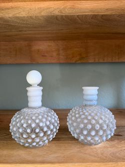 Vintage Fenton French Opalescent Hobnail Perfume Bottles – Pair